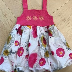 Baby Nay bubble hem hot pink knit floral dress